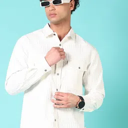 V-Mart Men Spread Collar Self Design Cotton Casual Shirt-image-11