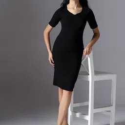 Selvia Edge Women Solid Bodycon Knee-Length Dress-picture-20
