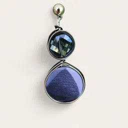 Bienvene Silver-Plated Artificial Stones Studded Contemporary Shaped Drop Earrings image 2