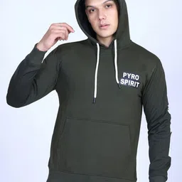 PYRO SPIRIT Men Typography Printed Hooded Sweatshirt image 2