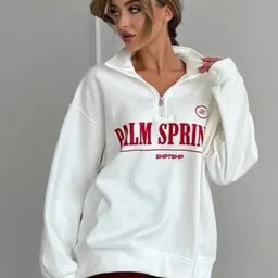 LULU & SKY Women Printed Shirt Collar Sweatshirt image 5