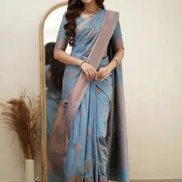 LALITATEX Woven Design Zari Silk Blend Handloom Saree image 3
