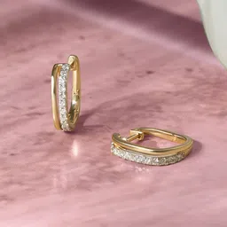 Mia by Tanishq 18KT Yellow Gold Natural Diamond Hoop Earrings - 3.445 gm-picture-15