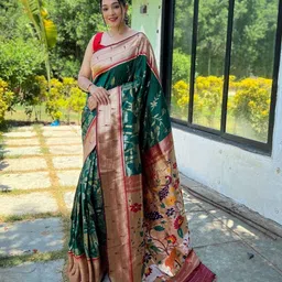 Rare Bello Ethnic Motifs Zari Pure Silk Handloom Saree-picture-28