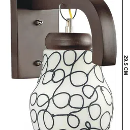 1ST TIME Black & White Printed Wood Contemporary Abstract Shaped Shaped Wall Lamp image 2