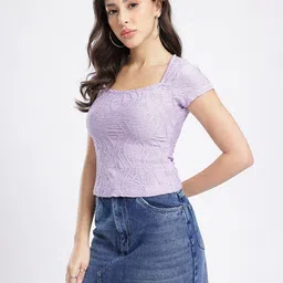 glitchez Self Design Square Neck Top image 5