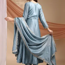 all about you Women Ethnic Motifs Embroidered Panelled Thread Work Kurta with Trousers & With Dupatta image 2