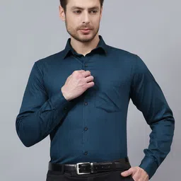 Vida Loca India Slim Fit Geometric Self Design Cotton Formal Shirt-image-76