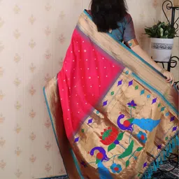 all about you Woven Design Zari Silk Blend Bandhani Saree image 4