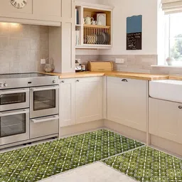 Kaleen India 2Pcs Olive Green Printed Anti-Skid Kitchen Mats-picture-24