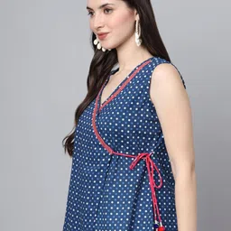 JAPER KURTI Women Polka Dot Printed Wrap Style Top image 4