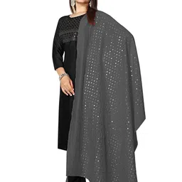 Kemza Selection Of 2 Geometric Embroidered Chenderi Dupattas With Sequinned image 3