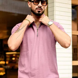 AUSK Men Self Design Polo Collar Cotton T-shirt-image-59