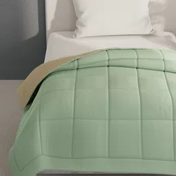 BIANCA Olive Green & Beige Microfiber AC Room Single Bed Comforter image 3