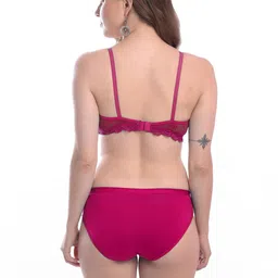 samvar Women Pink,Black,Maroon Cotton Blend Bra Panty Set for Lingerie Set Undergarments Pack of 3 image 4