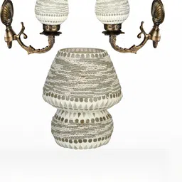 SOMIL White & Grey 3 Pieces Textured Bell Shaped Wall & Ceiling Lamps-picture-30