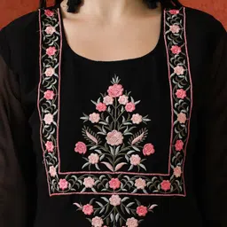 QSH Women Embroidered Regular Kurta with Trousers & Dupatta image 5