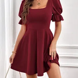LERIYA FASHION Women Bell Sleeve Fit & Flare Dress image 3