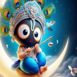 PixelAura Yellow & Blue Printed Self-Adhesive Jagannath On Moon Religious Wall Sticker-picture-54