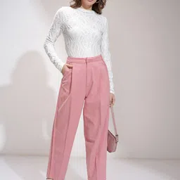 CHIC BY TOKYO TALKIES Women Straight Fit Pleated Trousers image 2