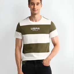 U.S. Polo Assn. Denim Co. Men Striped Round Neck Cotton Slim Fit T-shirt image 1