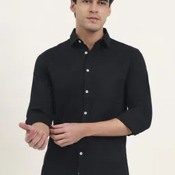 Greenfibre Cutaway Collar Slim Fit Cotton Shirt-image-53