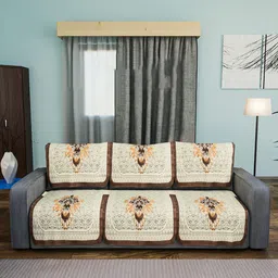 Kuber Industries Cream-Coloured & Maroon Cotton Sofa Cover-picture-5