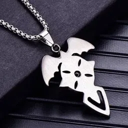 P. R. PRINTS Stainless Steel Artificial Stones Studded Gothic Punk Pendant With Chain image 3