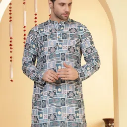 Anouk Men Mandarin Collar Straight Thread Work Kurta-image-94