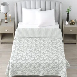 CHICERY Grey & White Floral Printed AC Room Pure Cotton 210 GSM Single Bed Dohar-picture-27