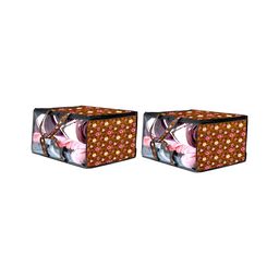 Stylista Orange 2 Pieces Floral Printed Water Resistant Zippered Multi-Utility Organisers-picture-1