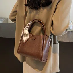 KPOP Women Solid Structured Handheld Bag image 5