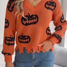 HERE&NOW Women V-Neck Printed Pullover-picture-23