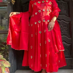 Sdc Collections Women Ethnic Motifs Embroidered Panelled Mirror Work Kurta with Trousers & With Dupatta image 2