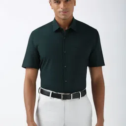 Peter England Men Spread Collar Solid Cotton Formal Shirt-picture-31