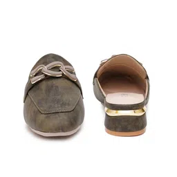 Sherrif Shoes Women Embellished Block Mules with Buckles image 2