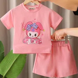 MUSNAH GARMENTS Kids-Unisex Pink Pure Cotton Clothing Set-picture-34