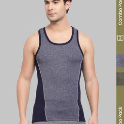 MACHO Pack Of 2 Assorted Pure Cotton Gym Vests image 2
