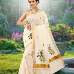 Rst R Selvamani Tex Woven Design Pure Cotton Kasavu Saree-picture-35