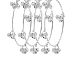 Shining Jewel - By Shivansh Set Of 4 Silver-Plated Ghungroo Beaded Bangle image 2