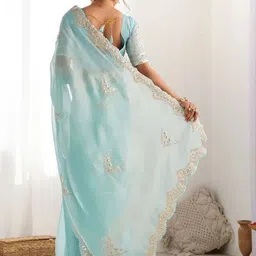 JAINICA Embellished Sequinned Organza Heavy Work Saree image 4