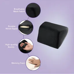 wakefit Black Memory Foam Filled Travel Pillow image 2