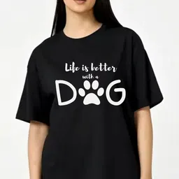 Fashnobic Women Dry Fit Graphic Printed Round Neck Cotton Oversized Cotton T-shirt-image-6