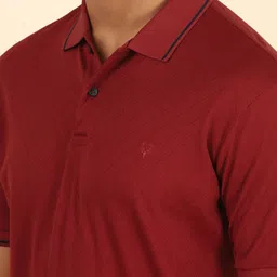 Allen Solly Men Solid Polo Collar Cotton T-shirt image 3