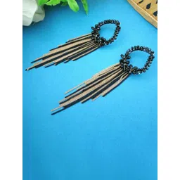 DIVASTRI Gold-Plated Artificial Beaded Contemporary Drop Earrings image 4