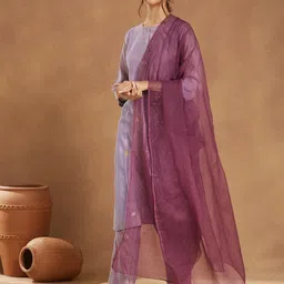 Fabindia Checked Cotton Silk Dupatta With Beads and Stones-picture-16