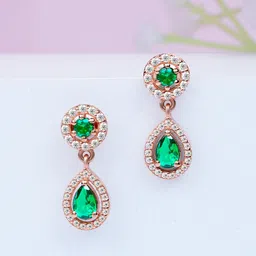 Zavya 925 Sterling Silver Rose Gold-Plated CZ-Studded Contemporary Drop Earrings-picture-28