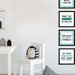 Chaka Chaundh Black & White Set of 4 Piece Wood Wall Art-picture-26