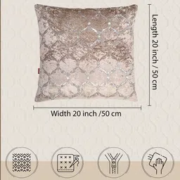 Tesmare Beige Set of 2 Ethnic Motifs Velvet Square Cushion Covers image 4