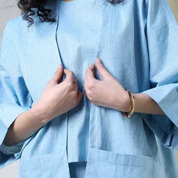 Ambraee Round Neck Cotton Top With Trouser & Jacket Co-Ords Set image 2